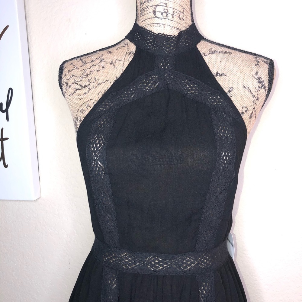 Intimately Free People High Neck Open Back Black Lingerie with Crochet Size S - Picture 2 of 8